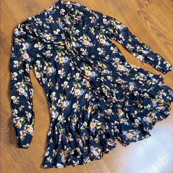 🌹 Zara Woman 🌹 Sheer Floral Long Sleeve Ruffle Dress - Picture 11 of 15